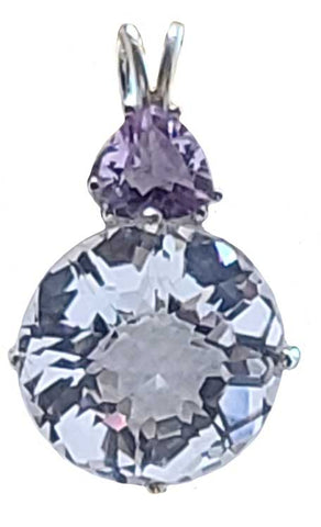 Clear Quartz Radiant Heart Crystal™ with Trillion Cut Amethyst