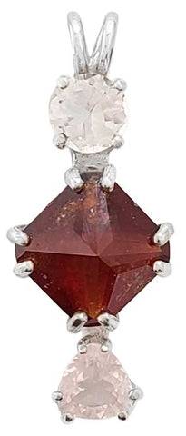 Hessonite Garnet Mini Magician Stone™ with Clear Quartz & Rose Quartz