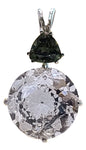 Danburite Radiant Heart Crystal™ With Trillion Cut Moldavite