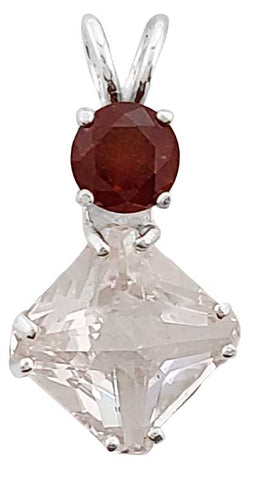 Danburite Mini Magician Stone™ with Round Cut Hessonite Garnet