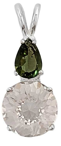 Danburite Mini Radiant Heart™ with Pear Cut Moldavite