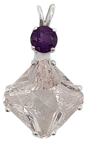 Danburite Small Magician Stone™ with Round Cut Amethyst