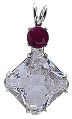 Danburite Small Magician Stone™ with Round Cut Ruby