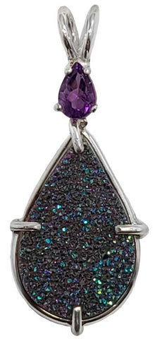 Drusy Titanium with Pear Cut Amethyst Special 2