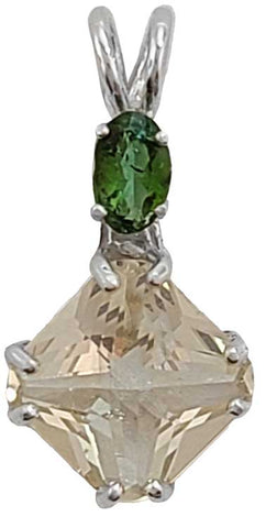 Golden Labradorite Mini Magician Stone™ with Oval Cut Green Tourmaline