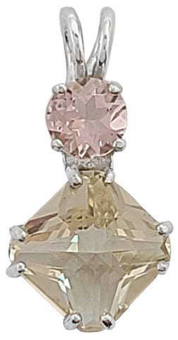 Golden Labradorite Mini Magician Stone™ with Round Cut Morganite