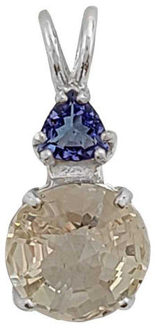 Golden Labradorite Mini Radiant Heart™ with Trillion Cut Tanzanite