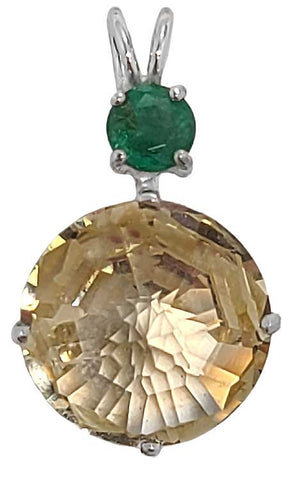 Golden Labradorite Radiant Heart Crystal™ with Round Cut Emerald