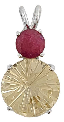 Golden Labradorite Super Nova™ with Round Cut Ruby