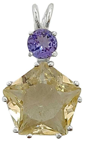 Golden Labradorite Star of Venus™ with Round Cut Tanzanite