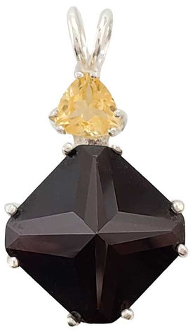 Hessonite Garnet Small Magician Stone™ with Trillion Cut Golden Topaz