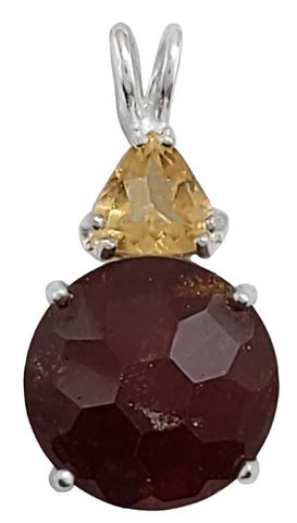 Hessonite Garnet Super Nova™ with Trillion Cut Golden Topaz