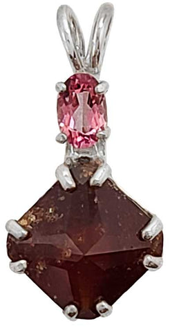 Hessonite Garnet Mini Magician Stone™ with Oval Cut Pink Topaz