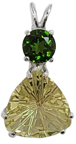 Lemon Quartz 12mm Super Nova™ Trillion with Round Chrome Diopside Special 2