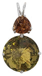 Olive Quartz Radiant Heart Crystal™ with Trillion Cut Golden Topaz