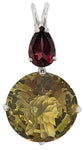 Olive Quartz Radiant Heart Crystal™ with Pear Cut Rhodolite Garnet