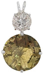 Olive Quartz Radiant Heart Crystal™ with Round Cut White Topaz
