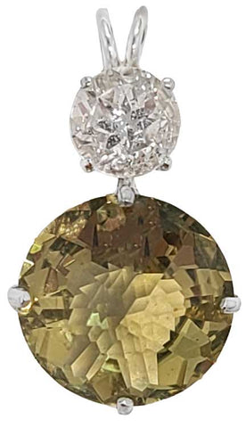 Olive Quartz Radiant Heart Crystal™ with Round Cut White Topaz