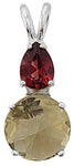 Olive Quartz Mini Radiant Heart™ with Pear Cut Garnet