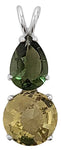 Olive Quartz Mini Radiant Heart™ with Pear Cut Moldavite