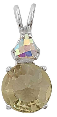 Olive Quartz Mini Radiant Heart™ with Pear Cut Mystic Topaz