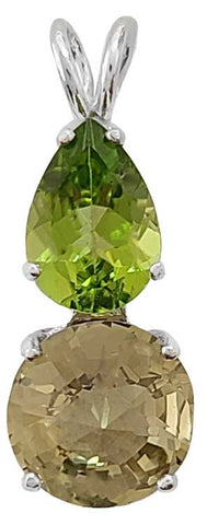 Olive Quartz Mini Radiant Heart™ with Pear Cut Peridot