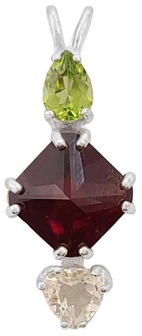 Hessonite Garnet Mini Magician Stone™ with Peridot & Golden Labradorite