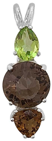 Smokey Quartz Mini Radiant Heart™ with Peridot & Citrine