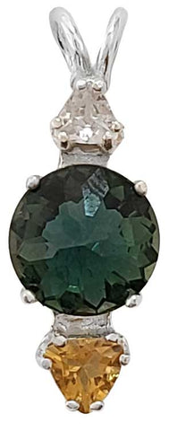 Siberian Green Quartz Mini Radiant Heart™ with Phenacite & Citrine