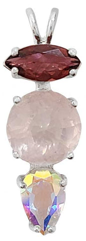 Rose Quartz Mini Radiant Heart™ with Rhodolite Garnet & Mystic Topaz