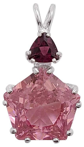 Pink Garnet Star of Venus™ with Trillion Cut Rhodolite Garnet