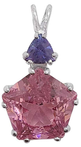 Pink Garnet Star of Venus™ with Trillion Cut Tanzanite