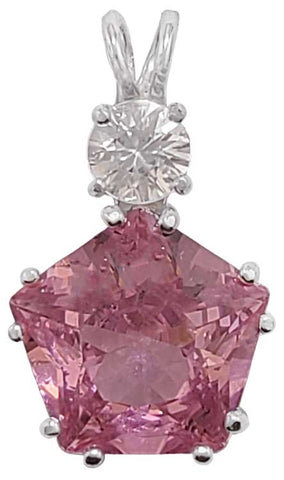 Pink Garnet Star of Venus™ with Round Cut White Zircon