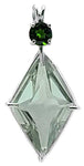 Prasiolite Ascension Star™ with Round Cut Chrome Diopside