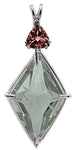 Prasiolite Ascension Star™ with Trillion Cut Pink Tourmaline