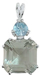 Prasiolite Earth Heart Crystal™ with Oval Cut Blue Topaz