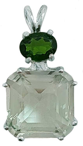Prasiolite Earth Heart Crystal™ with Oval Cut Chrome Diopside
