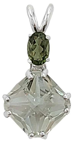 Prasiolite Mini Magician Stone™ with Oval Cut Green Tourmaline