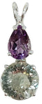 Prasiolite Mini Radiant Heart™ with Pear Cut Amethyst