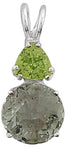 Prasiolite Mini Radiant Heart™ with Trillion Cut Peridot