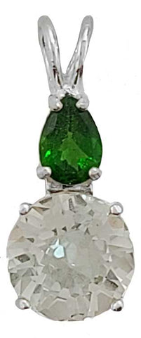 Prasiolite Mini Radiant Heart™ with Pear Cut Chrome Diopside