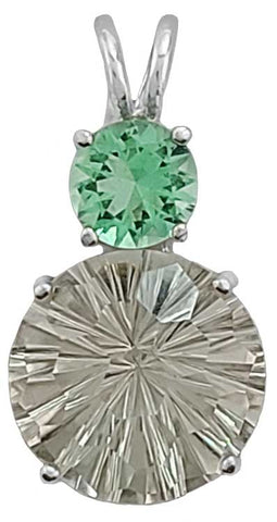 Prasiolite Super Nova™ with Round Cut Colombian Obsidian