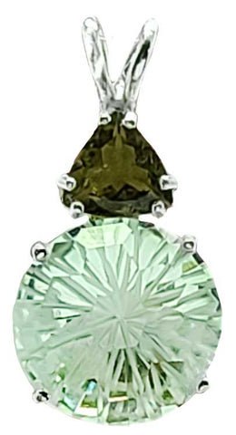 Prasiolite Super Nova™ with Trillion Cut Green Tourmaline