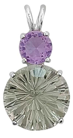 Prasiolite Super Nova™ with Round Cut Ruby Lavender Quartz