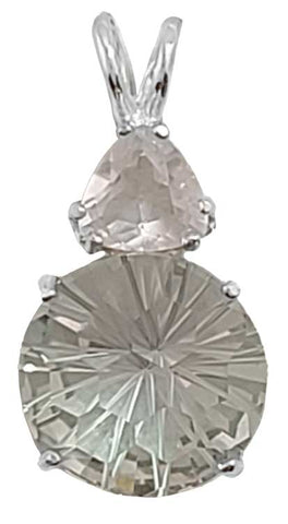 Prasiolite Super Nova™ with Trillion Cut Rose Quartz
