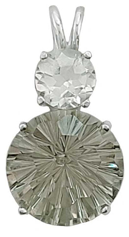Prasiolite Super Nova™ with Round Cut White Topaz