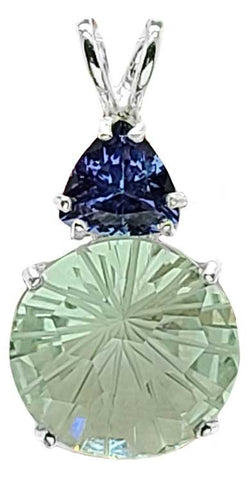Prasiolite Super Nova™ with Trillion Cut Tanzanite