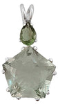 Prasiolite Star of Venus™ with Pear Cut Moldavite