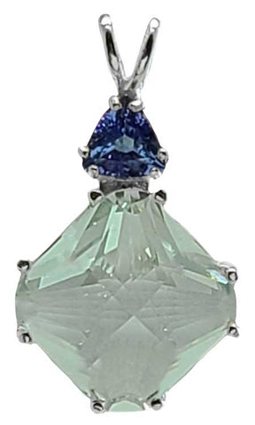 Prasiolite Small Magician Stone™ with Trillion Cut Tanzanite