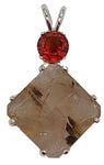 Rutilated Quartz Small Magician Stone™ with Round Cut Hessonite Garnet